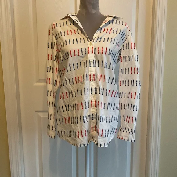 Boden White Button-Up with Big Ben Print - Picture 1 of 3